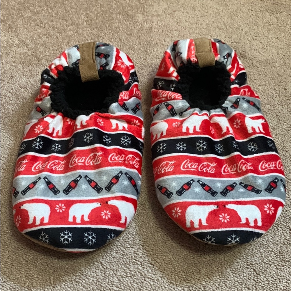 Coca-Cola Red and Gray Cozy Slippers